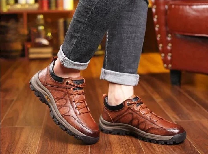 Heren Casual Handgestikte Boogondersteuning & Antislip Ademend Schoenen