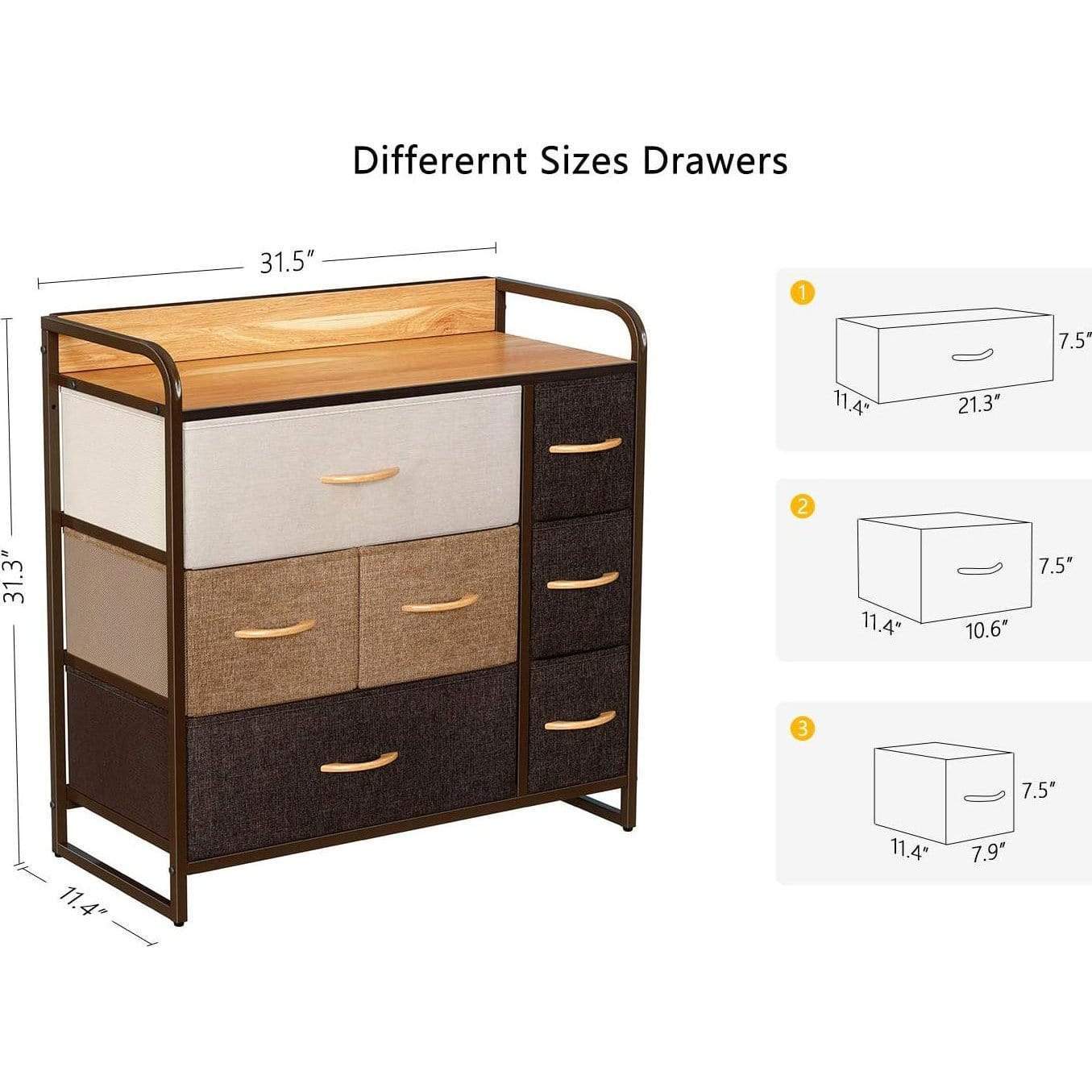 Kindercommode - Kindercommode voor Kinderkamer - Jongenscommode voor Babykamer - Kast met Stoffen Lades voor Kinderen