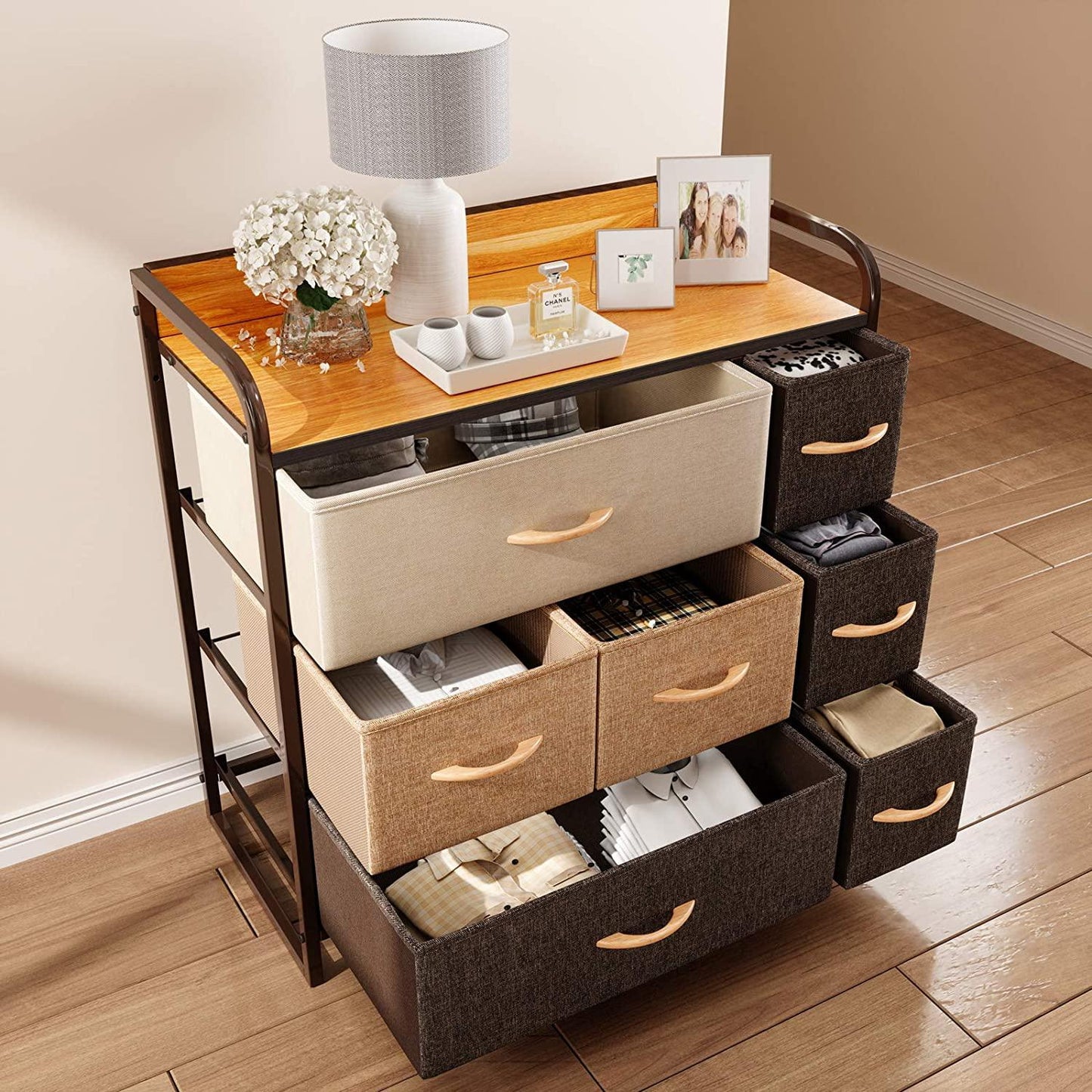 Kindercommode - Kindercommode voor Kinderkamer - Jongenscommode voor Babykamer - Kast met Stoffen Lades voor Kinderen