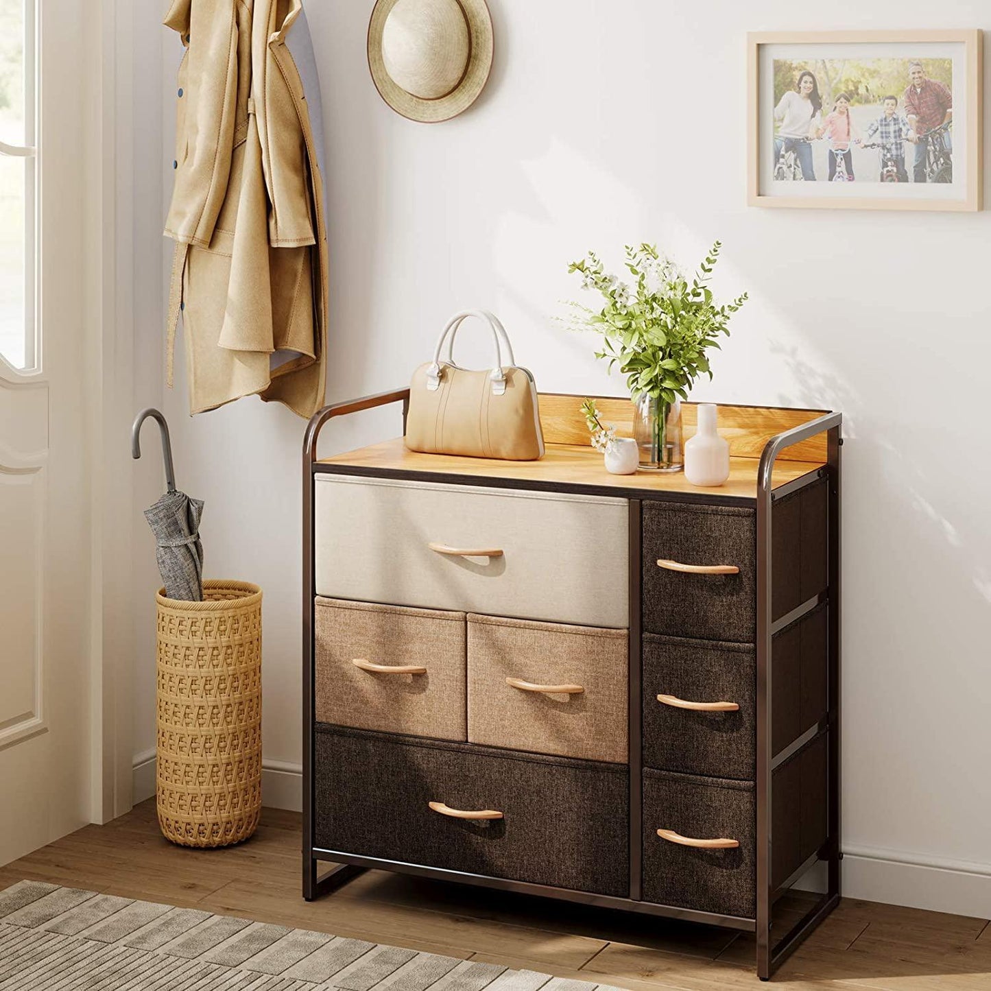 Kindercommode - Kindercommode voor Kinderkamer - Jongenscommode voor Babykamer - Kast met Stoffen Lades voor Kinderen