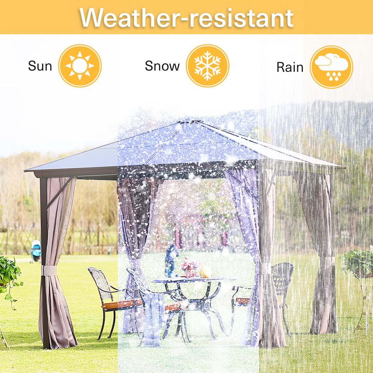 Trevana 3x3m Bruine Buiten Gazebo met Netting en Plafondhaak