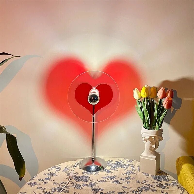 LED Liefdeshartvormige Projector Licht | Romantisch LED Regenboog Sfeerverlichting Nachtlampje