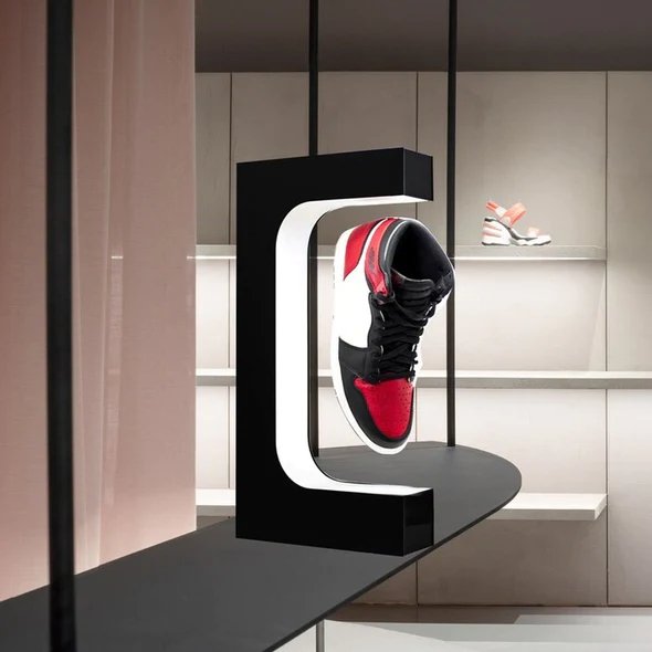 Zwevende Schoenendisplaystandaard | Magnetische Levitatieschoenstandaard met LED-verlichting