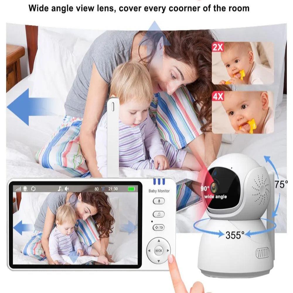 Smart babyalarmkamera med tovejskommunikation – 360° HD-kamera med bevægelsessensor ideel til nyfødte og kæledyr