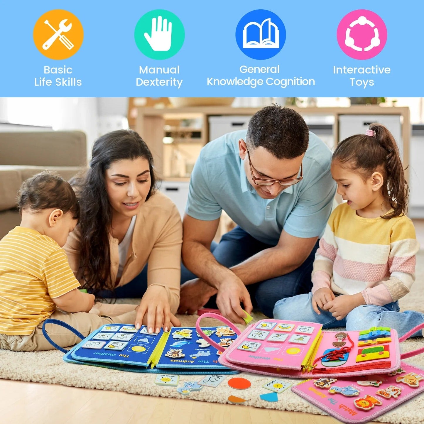 Montessori Beschäftigungsbrett für Kleinkinder – Interaktives sensorisches Spiel- und Lernwerkzeug