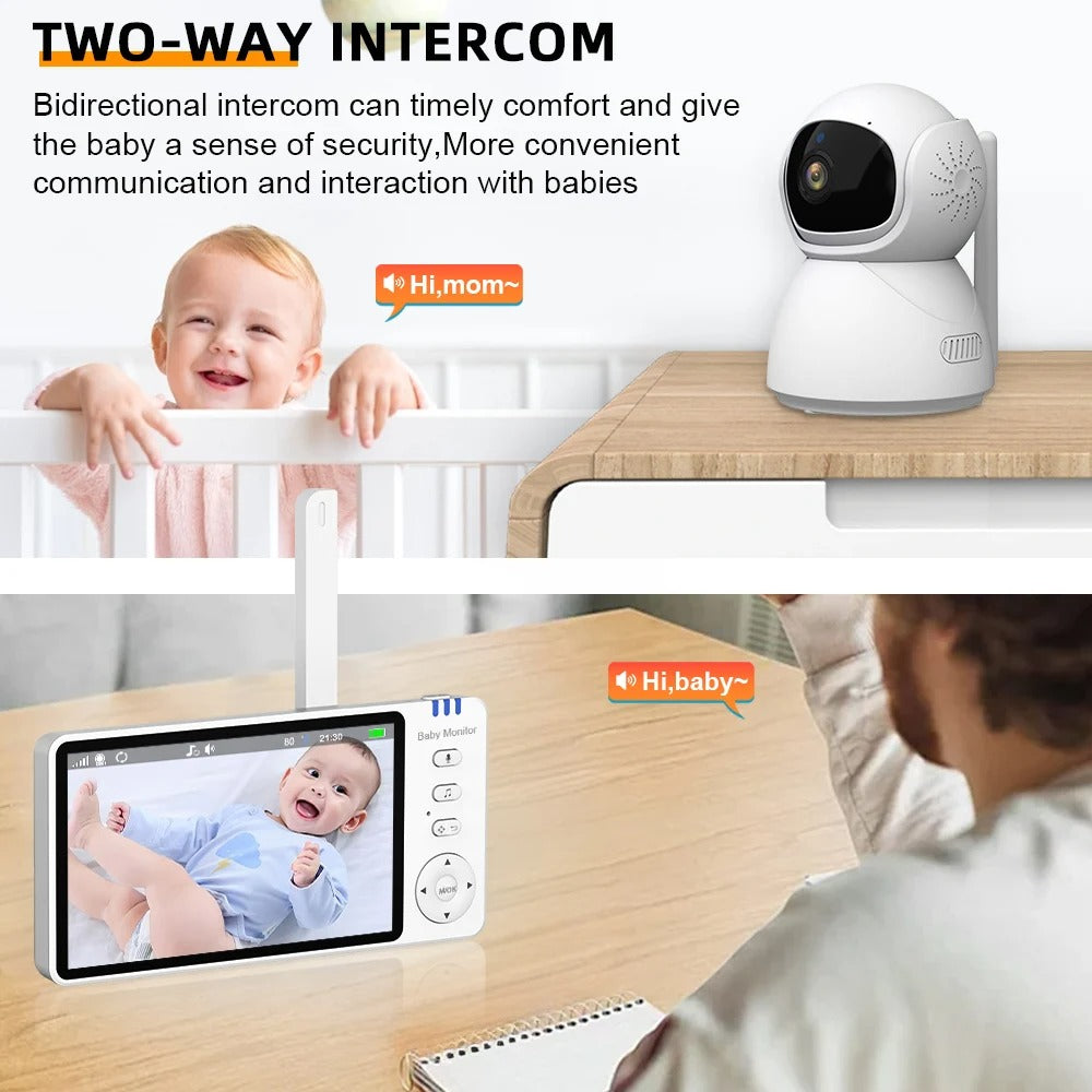 Smart babyalarmkamera med tovejskommunikation – 360° HD-kamera med bevægelsessensor ideel til nyfødte og kæledyr