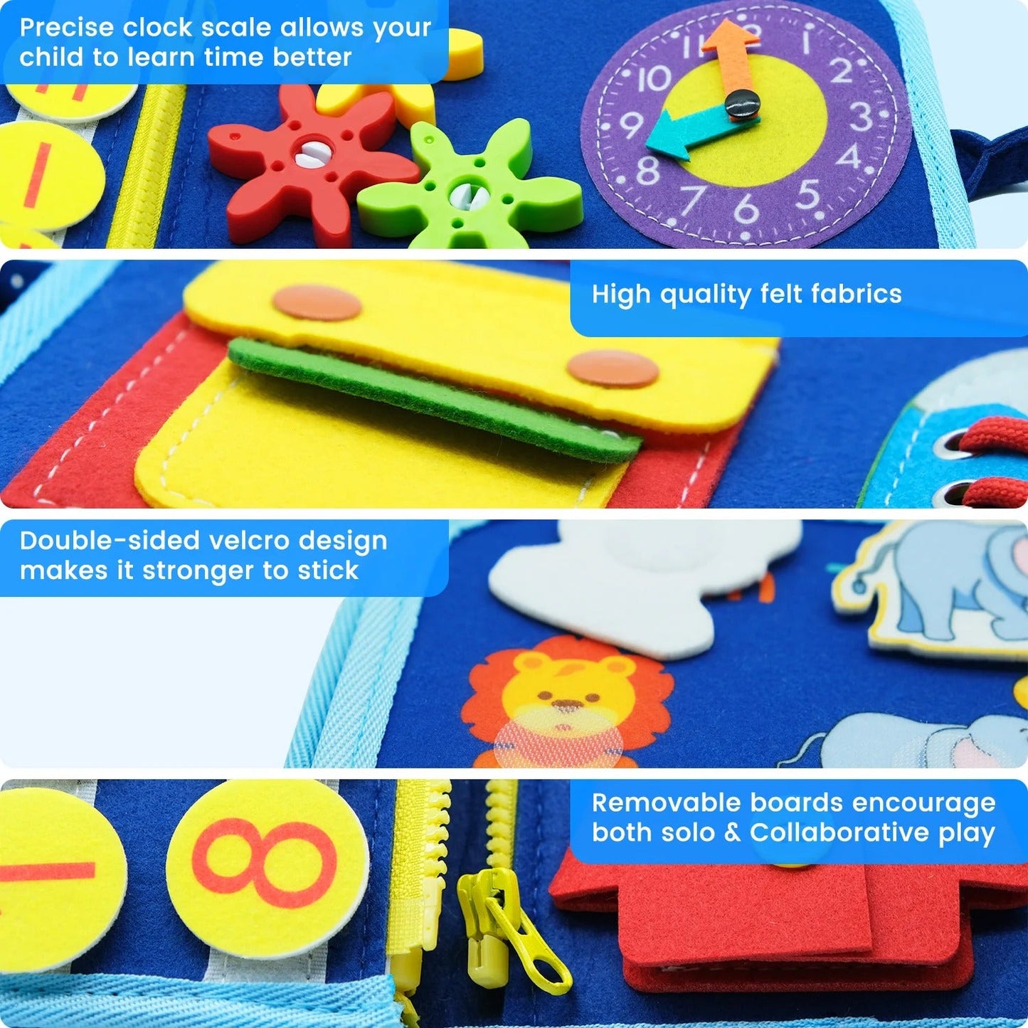 Montessori Beschäftigungsbrett für Kleinkinder – Interaktives sensorisches Spiel- und Lernwerkzeug