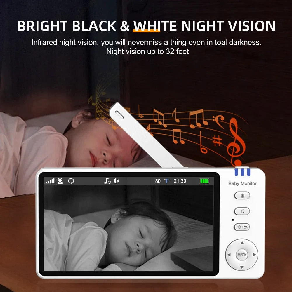 Smart babyalarmkamera med tovejskommunikation – 360° HD-kamera med bevægelsessensor ideel til nyfødte og kæledyr