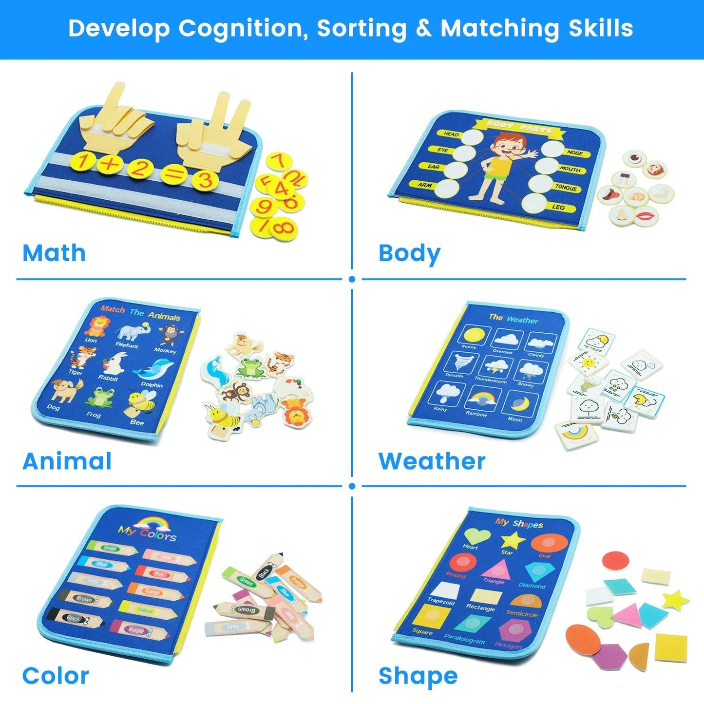 Montessori Beschäftigungsbrett für Kleinkinder – Interaktives sensorisches Spiel- und Lernwerkzeug