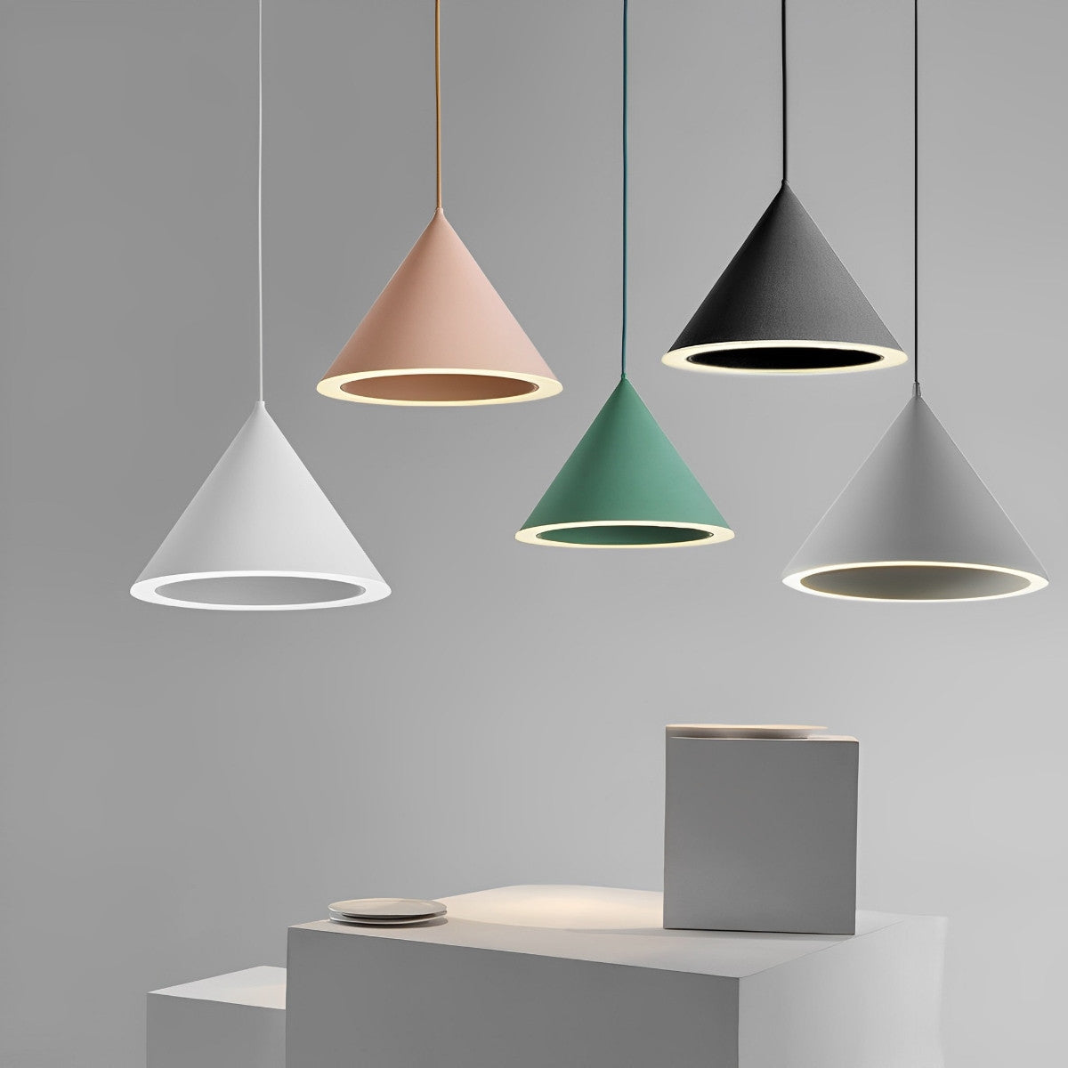 Minimalistische kegelvormige LED macaron kleur hanglamp eilandverlichting kroonluchter