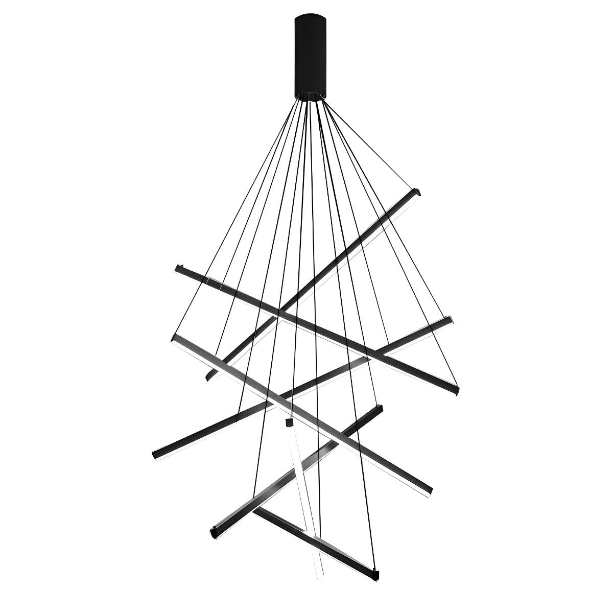 Minimalistische Strip Traploze Dimmen LED Zwarte Moderne Kroonluchter met Afstandsbediening