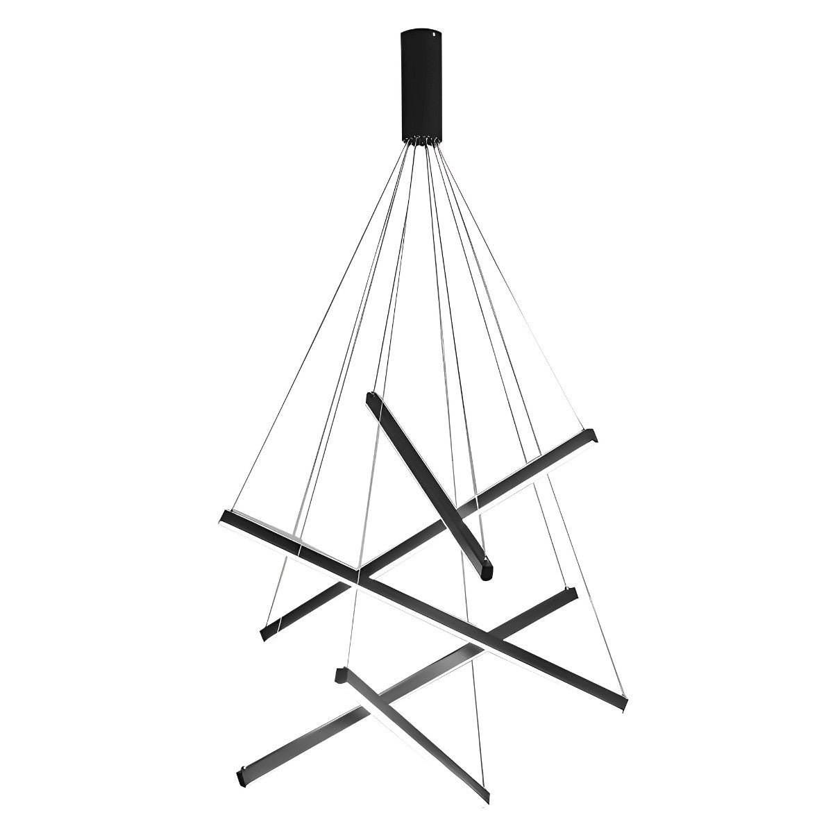 Minimalistische Strip Traploze Dimmen LED Zwarte Moderne Kroonluchter met Afstandsbediening