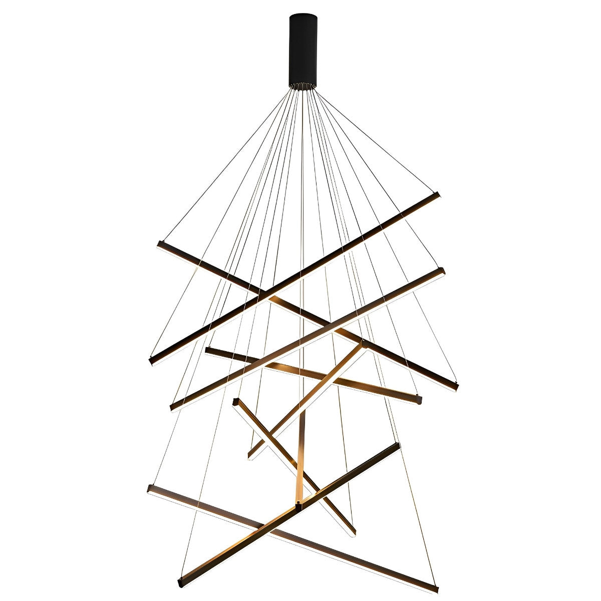 Minimalistische Strip Traploze Dimmen LED Zwarte Moderne Kroonluchter met Afstandsbediening