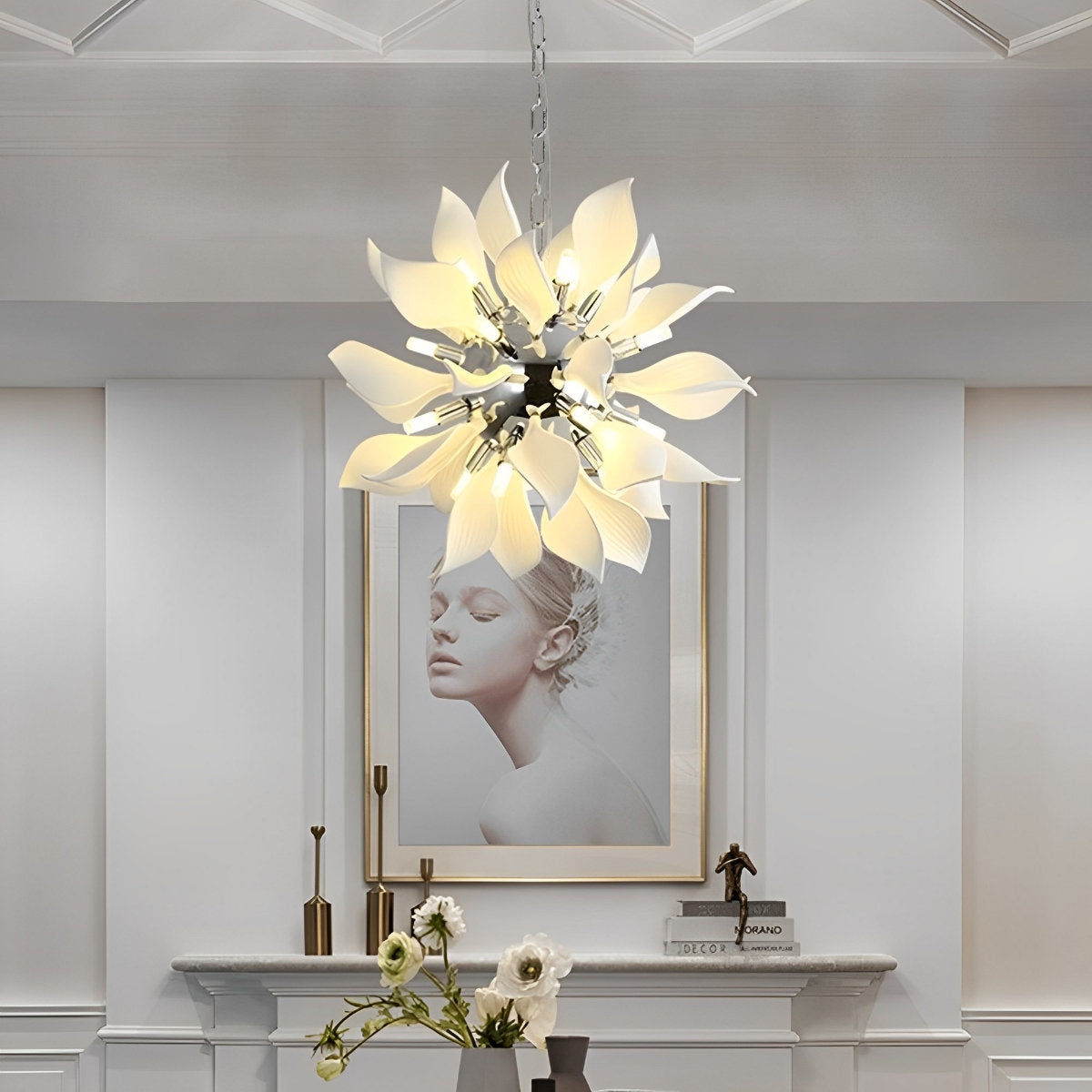 Moderne keramische bloemkunst kroonluchter verlichting