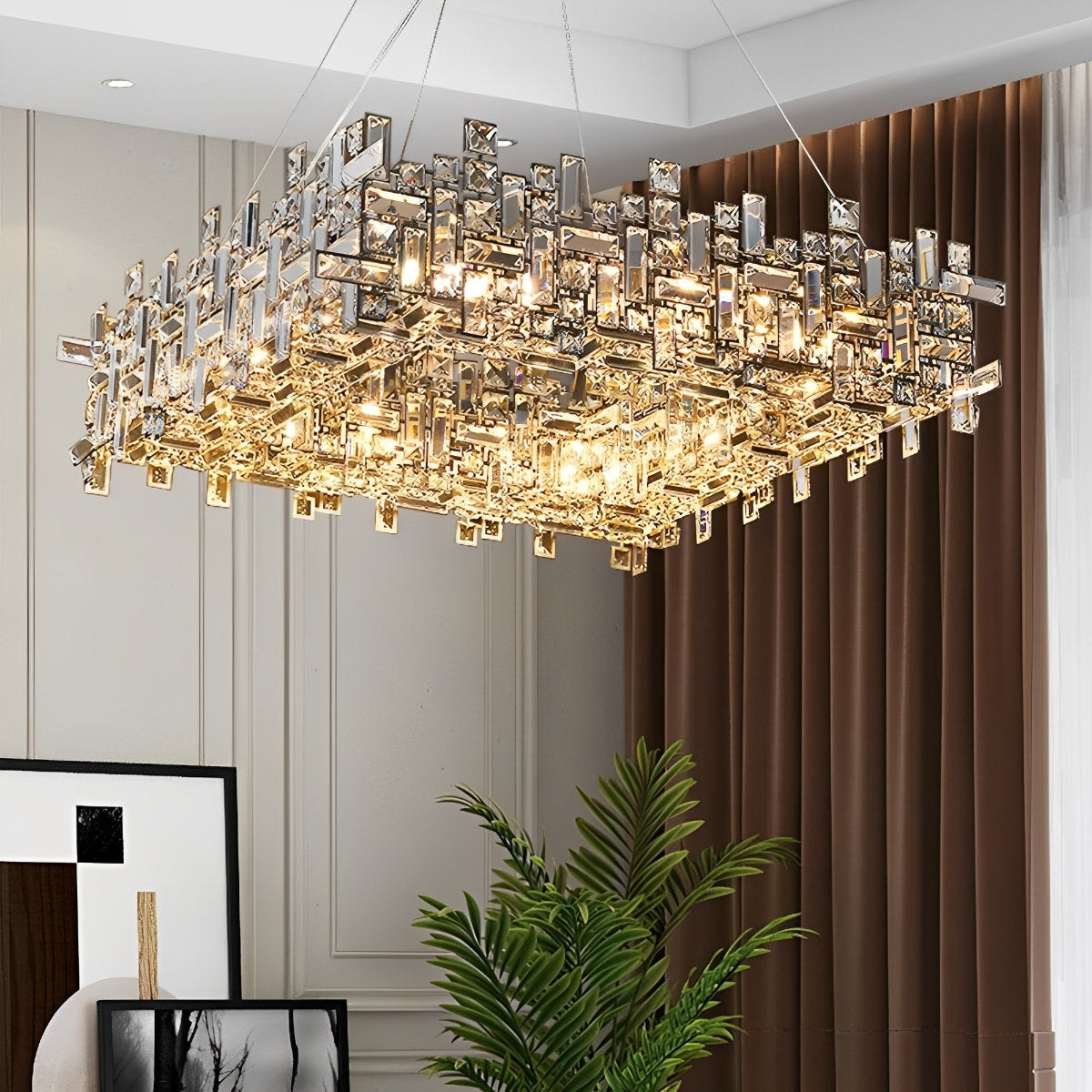 Moderne Luxe Geometrische Schijnende Kristallen Kroonluchter Verlichting