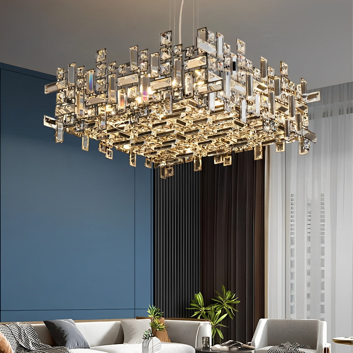 Moderne Luxe Geometrische Schijnende Kristallen Kroonluchter Verlichting