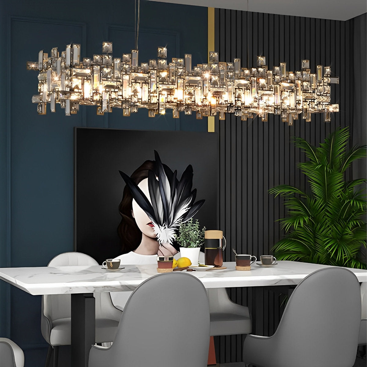Moderne Luxe Geometrische Schijnende Kristallen Kroonluchter Verlichting