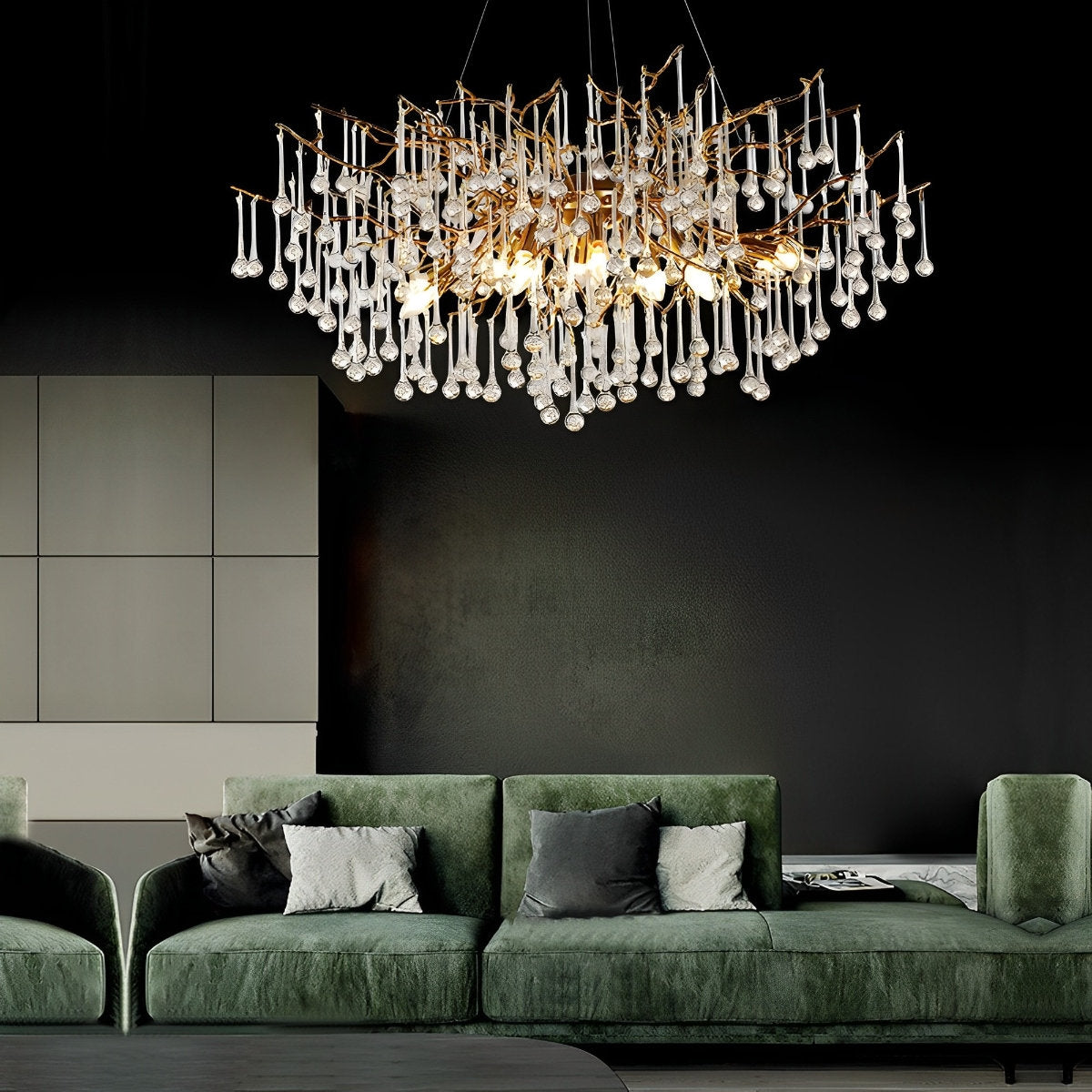 Moderne Luxe Gouden Boomtak Druppel Waterval Kroonluchter Verlichting