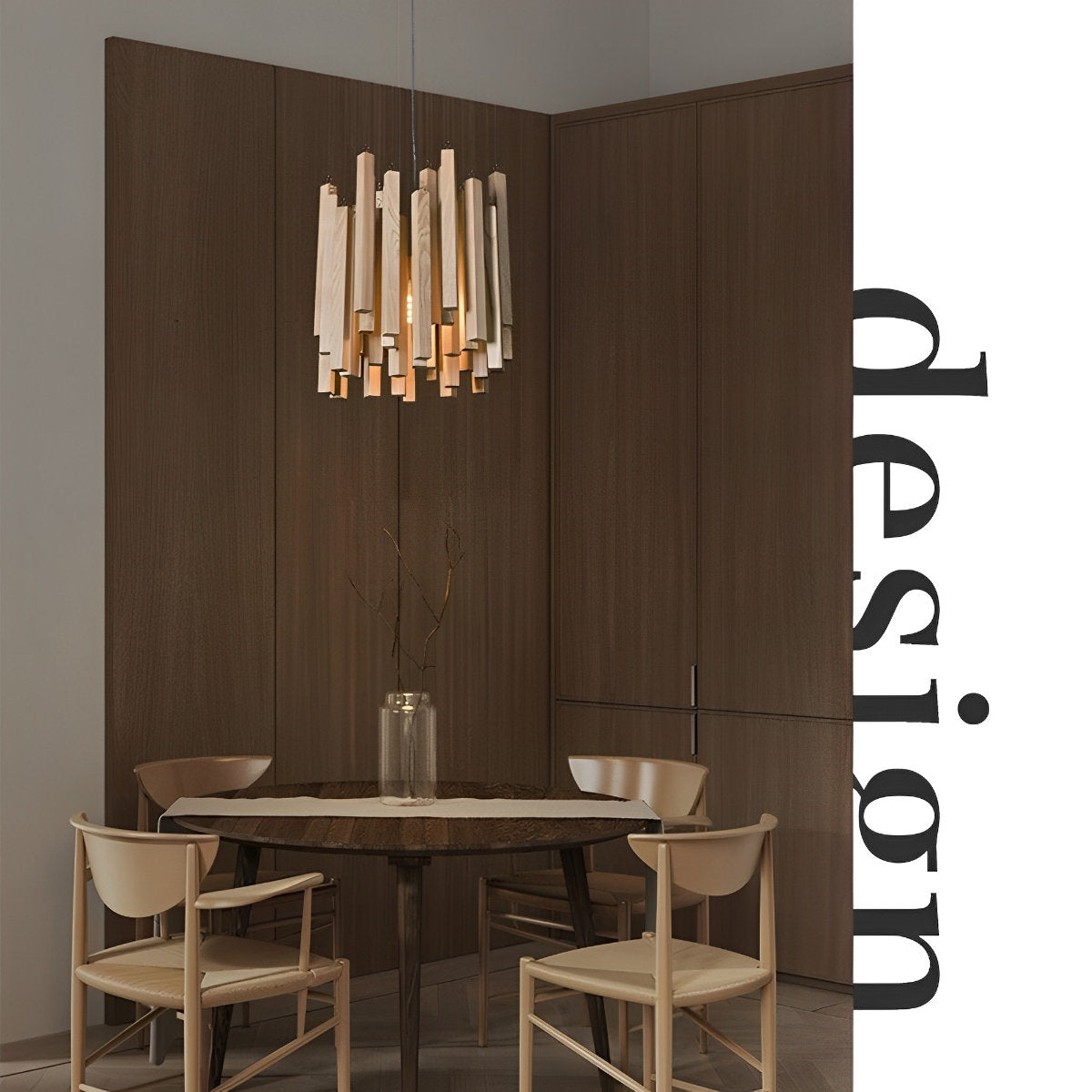 Moderne minimalistische houten brandhoutstok kroonluchter licht