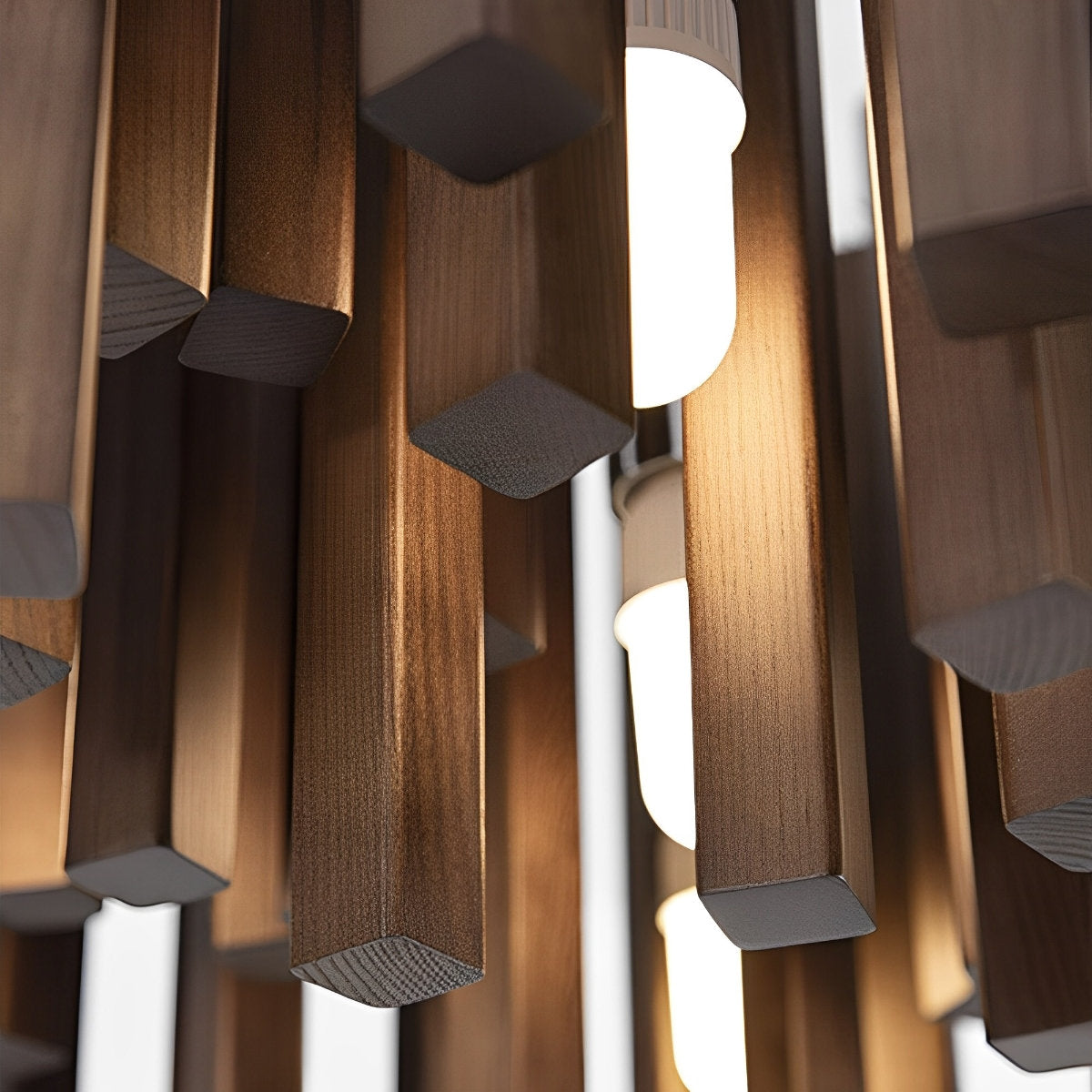 Moderne minimalistische houten brandhoutstok kroonluchter licht