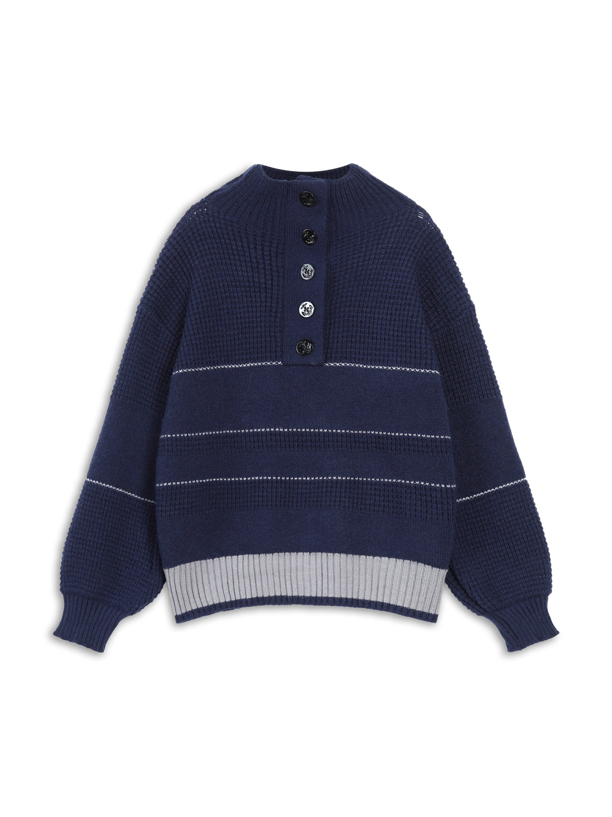 Offener Kragen Knopfleistenpullover