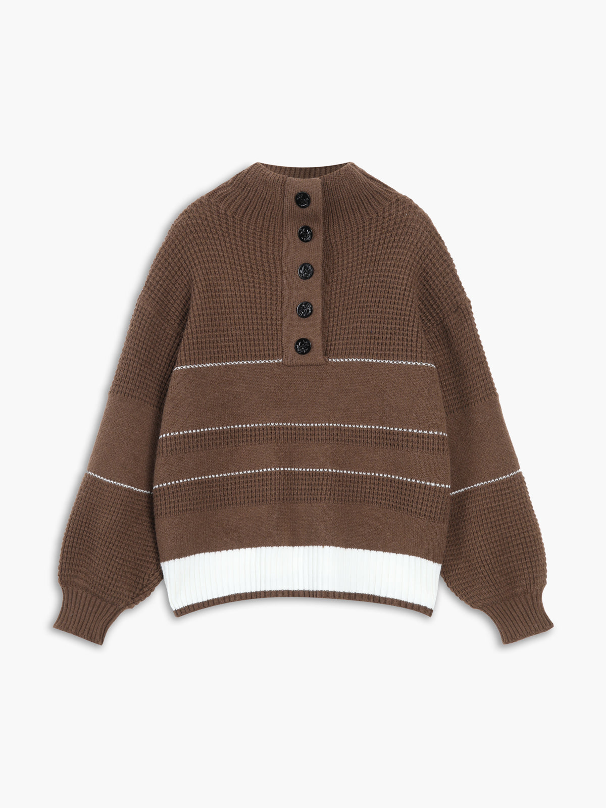 Offener Kragen Knopfleistenpullover