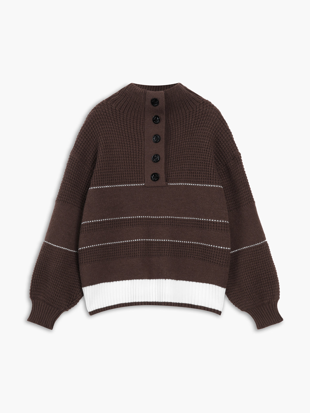 Offener Kragen Knopfleistenpullover