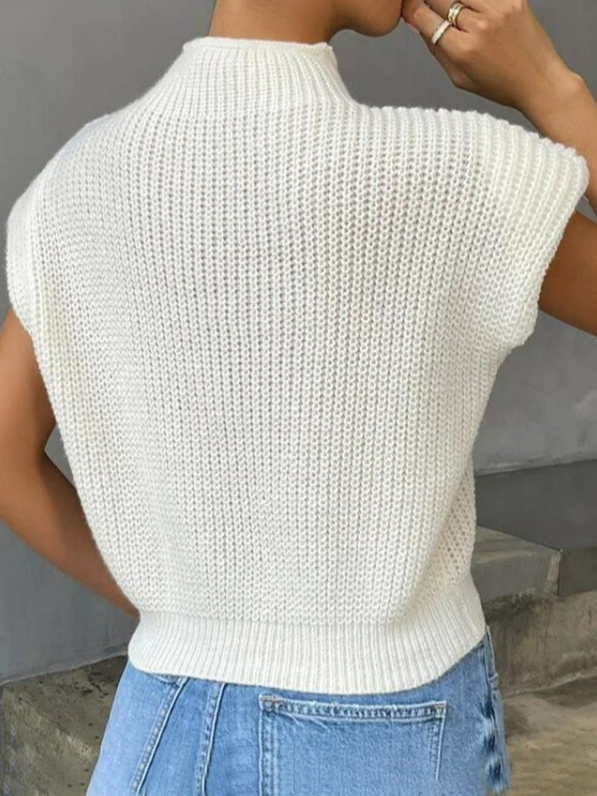 Plain cap-ærmet sweatervest