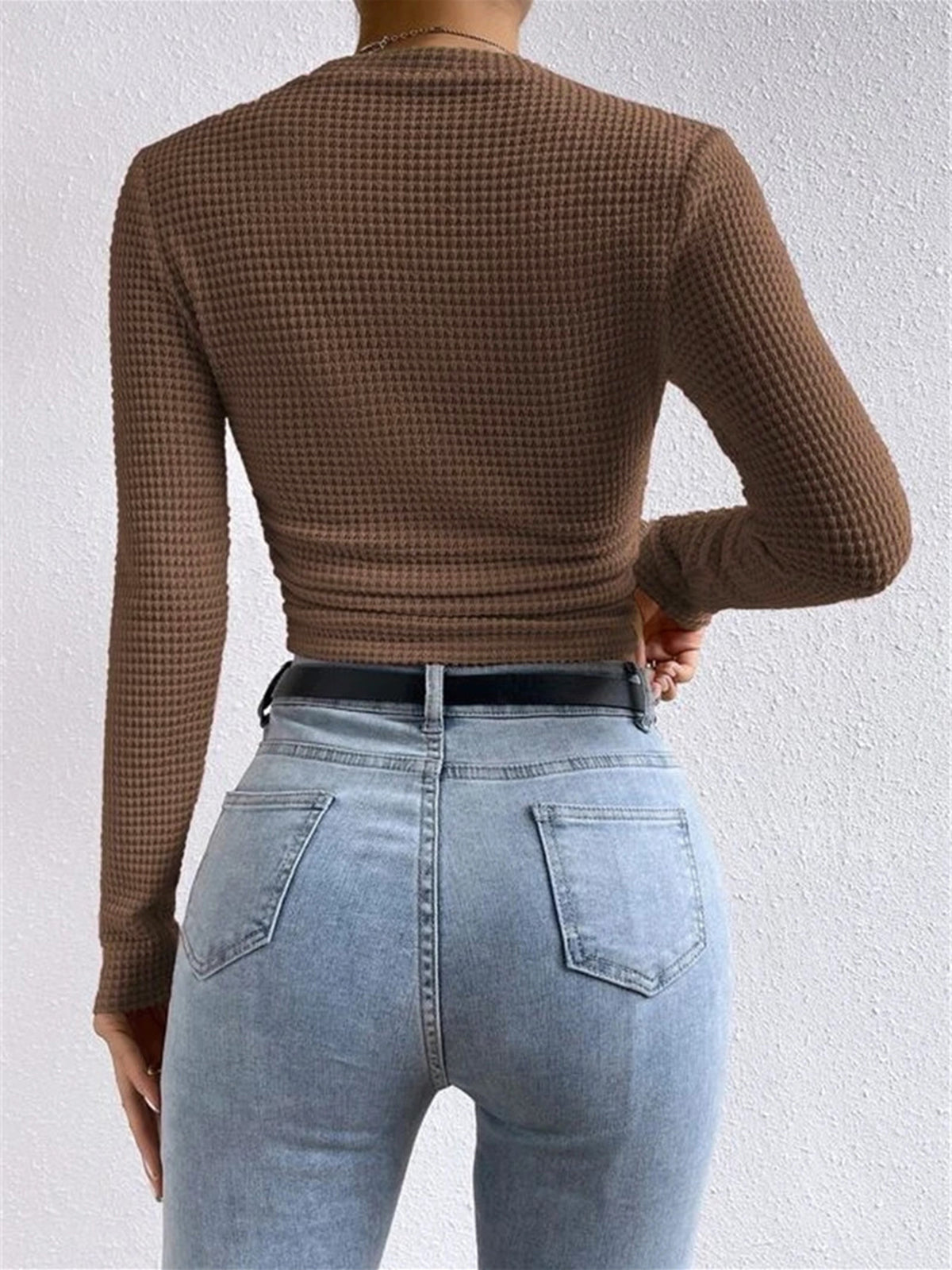 Effen Wafel Slim Trui