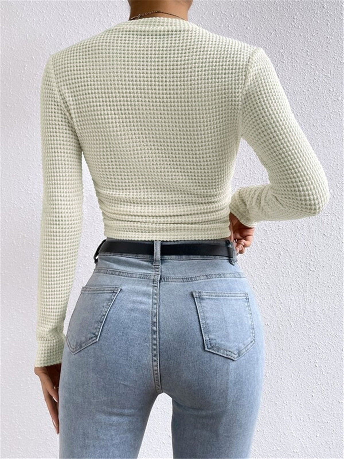Effen Wafel Slim Trui