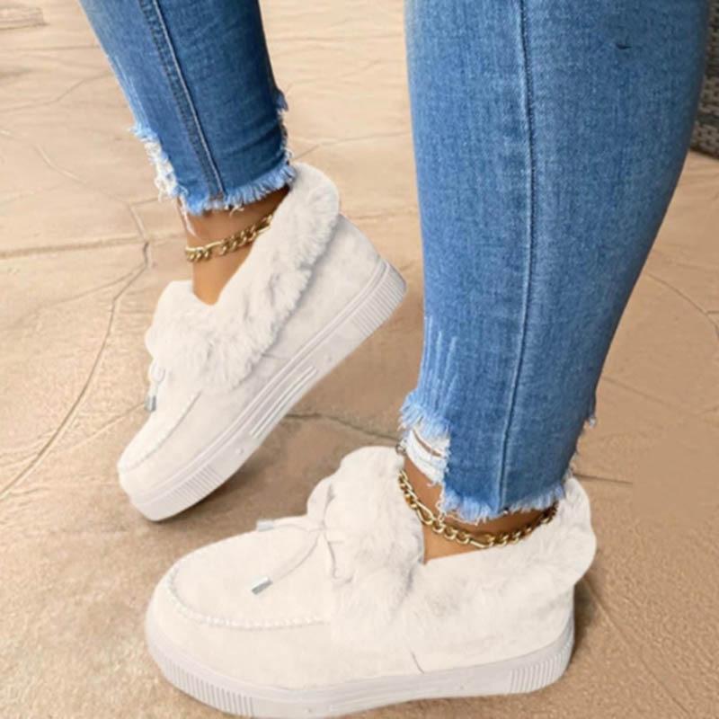 Floriana Dames Sneeuw Nepbont Plateau Instap Loafer Laarzen