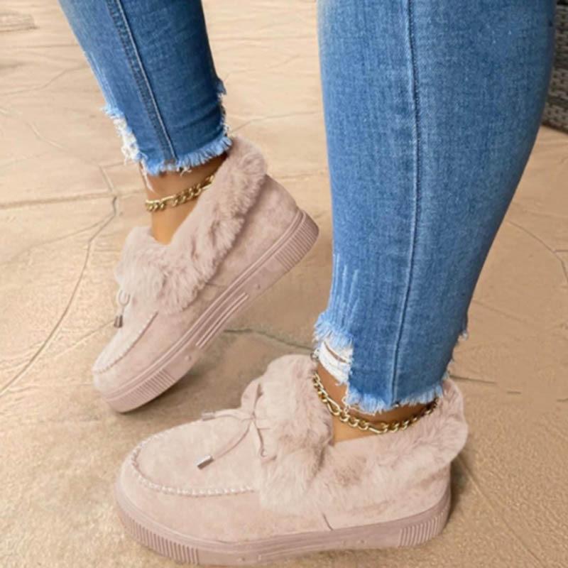 Floriana Dames Sneeuw Nepbont Plateau Instap Loafer Laarzen