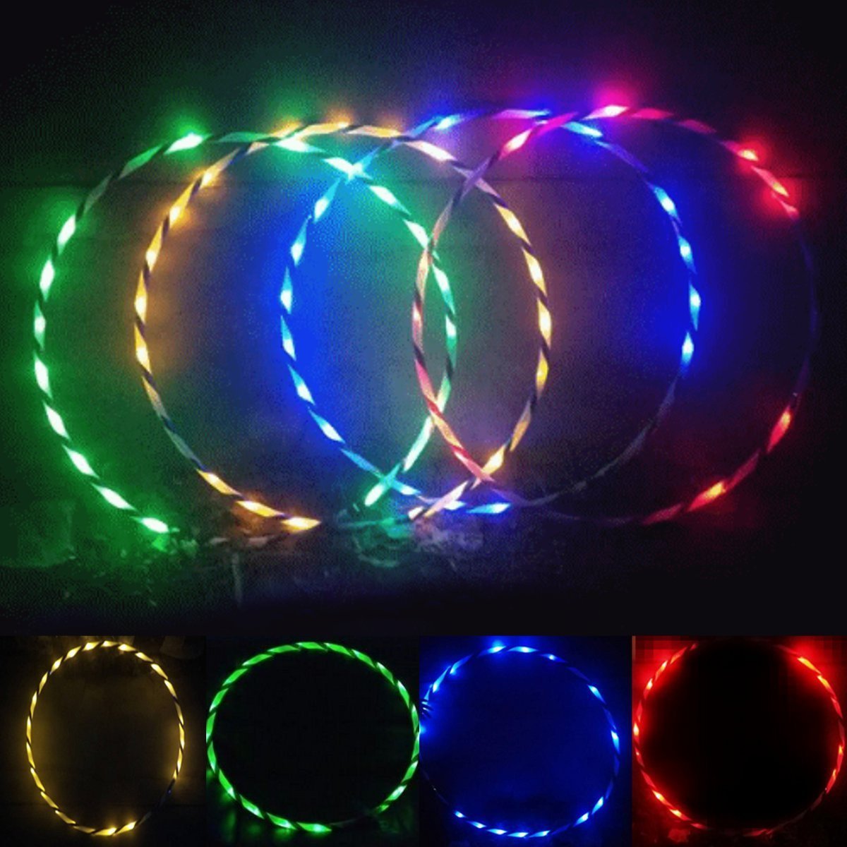 35''tot 24" 24 tot 10-LED lichten gloeien in het donker hula hoop