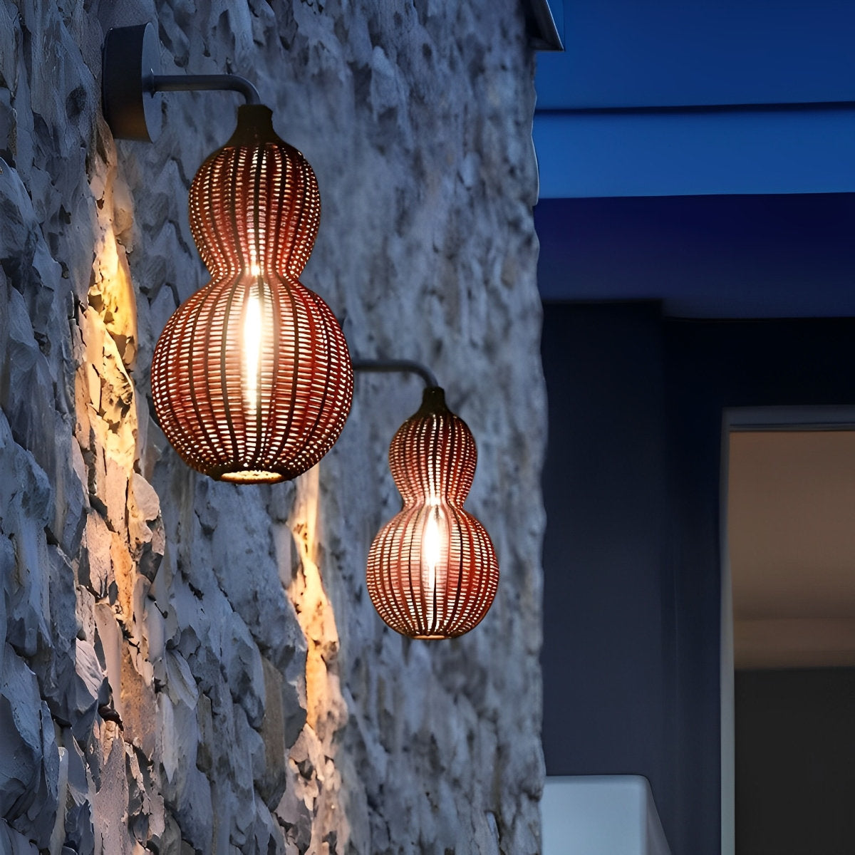 Rotan kalebas waterdichte retro buiten kroonluchter veranda lampen