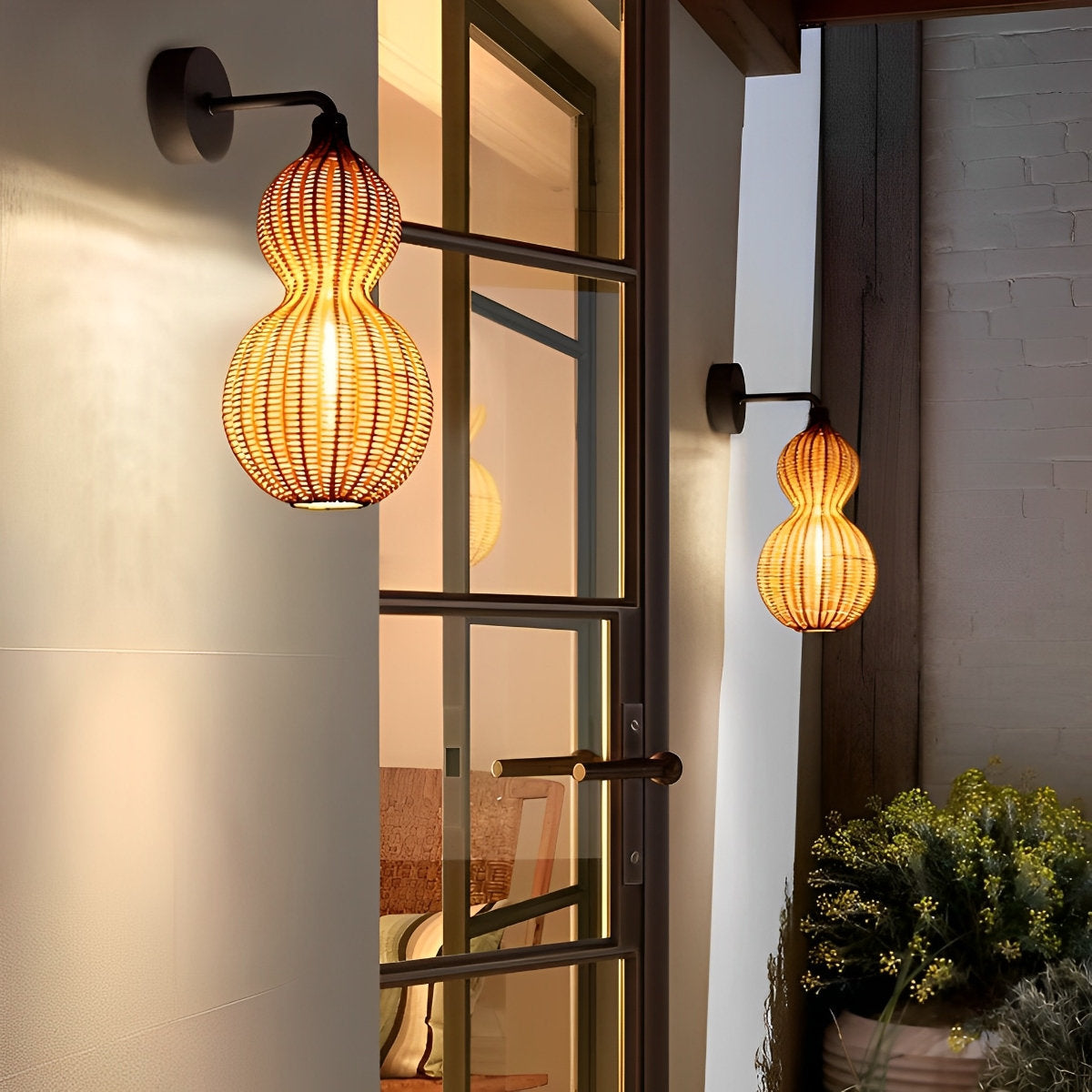 Rotan kalebas waterdichte retro buiten kroonluchter veranda lampen