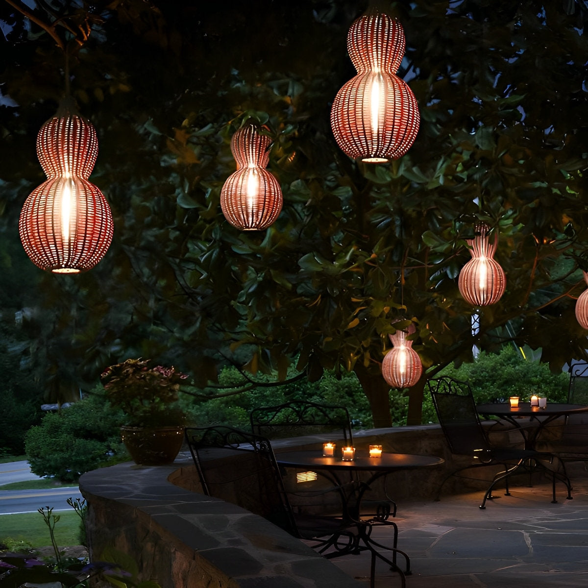 Rotan kalebas waterdichte retro buiten kroonluchter veranda lampen