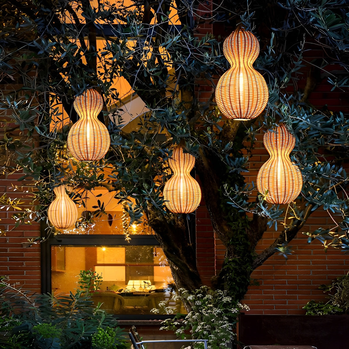 Rotan kalebas waterdichte retro buiten kroonluchter veranda lampen