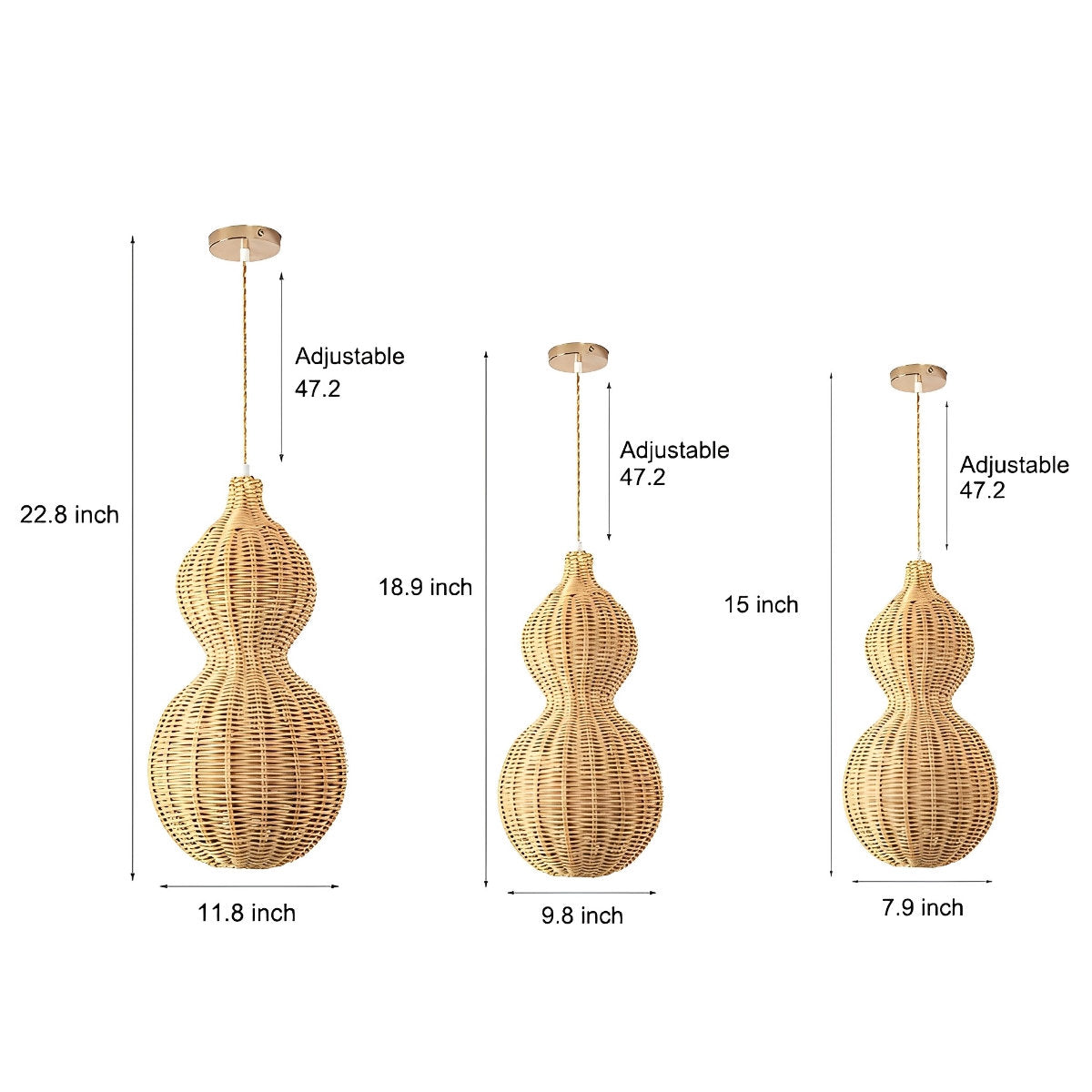 Rotan kalebas waterdichte retro buiten kroonluchter veranda lampen