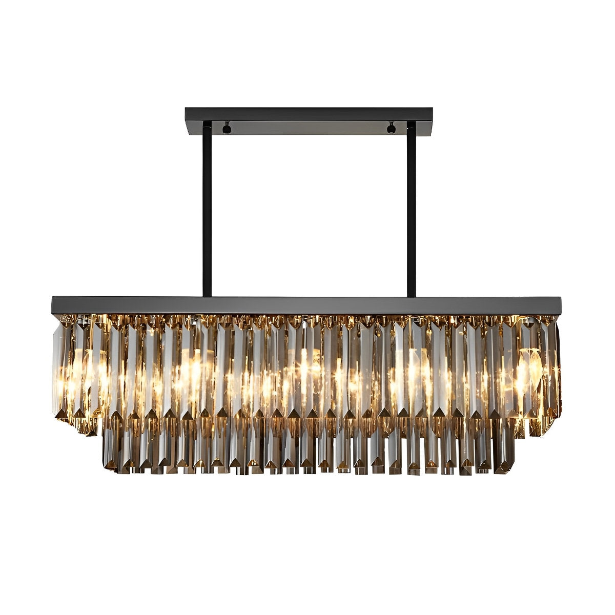 Rechthoekige kristallen LED 3-traps dimbare rookgrijze moderne kroonluchter