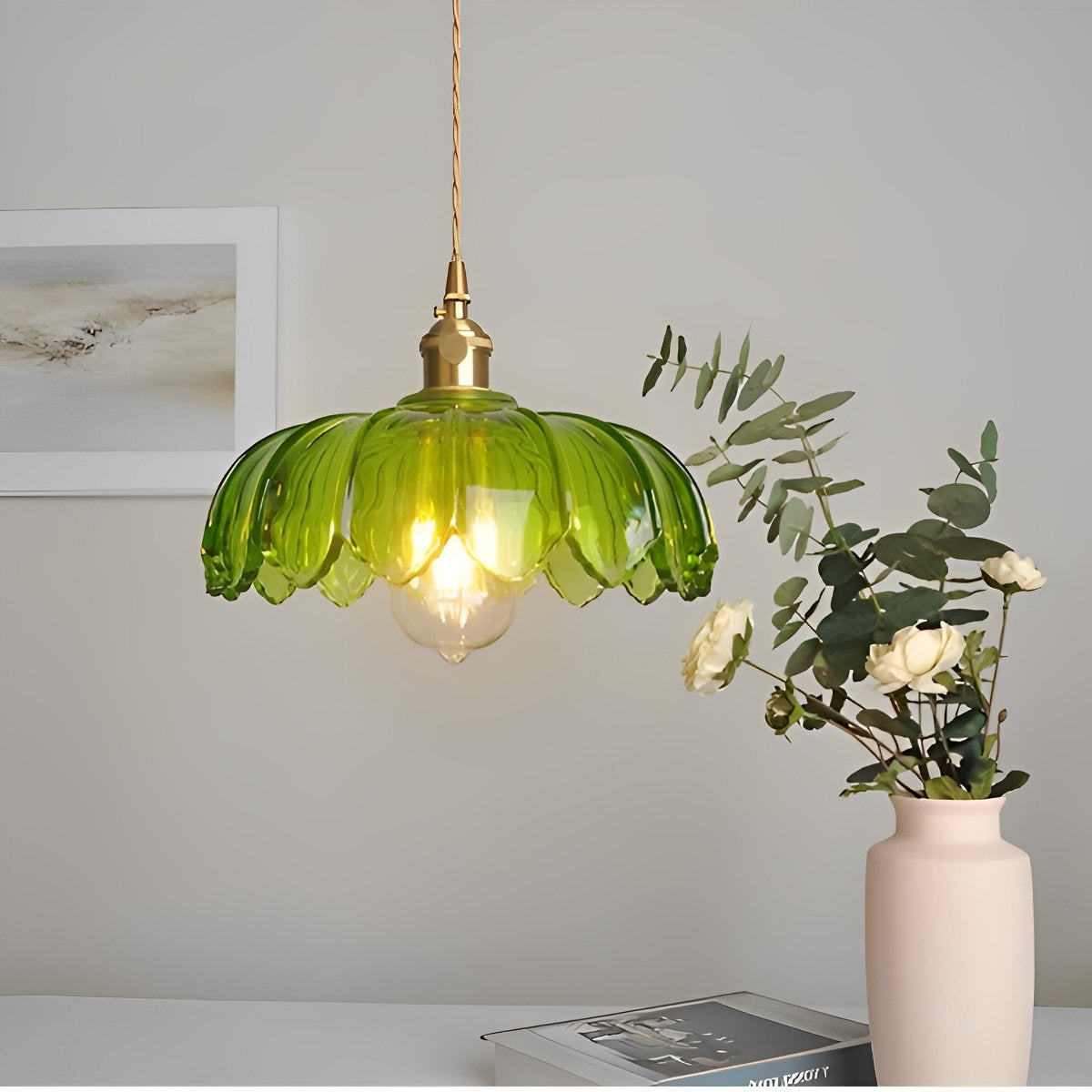 Retro Bloem Glas Messing Keuken Hanglamp Verlichting Kroonluchter Hanglamp