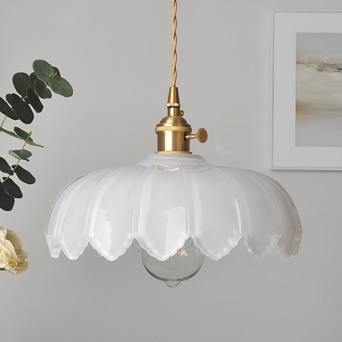 Retro Bloem Glas Messing Keuken Hanglamp Verlichting Kroonluchter Hanglamp