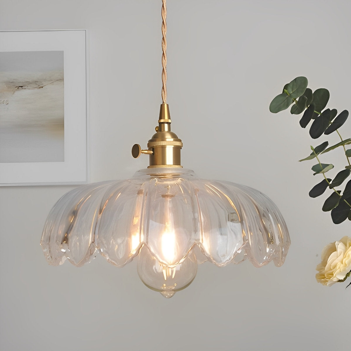 Retro Bloem Glas Messing Keuken Hanglamp Verlichting Kroonluchter Hanglamp