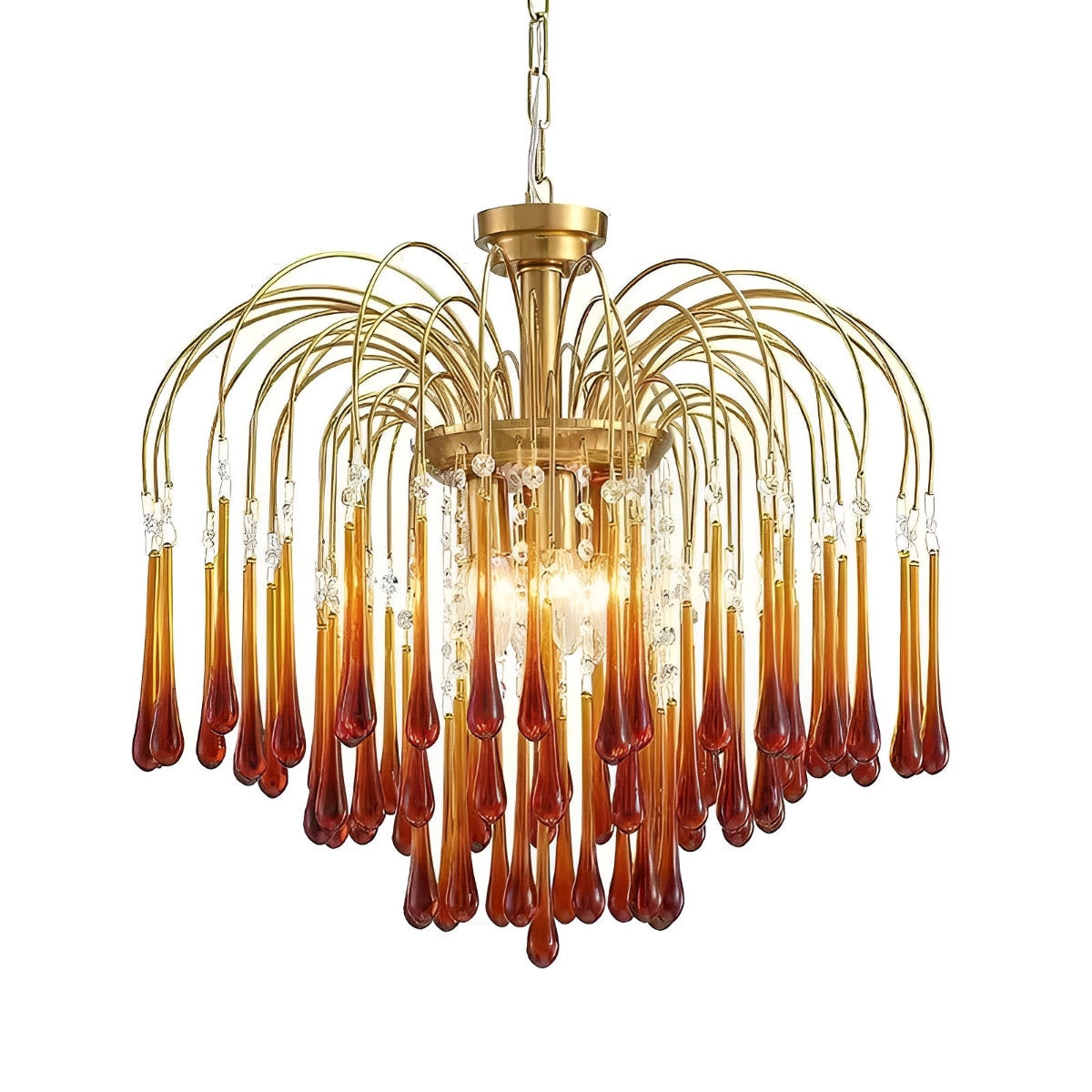 Retro gouden lineaire druppelvormige kristallen kroonluchters