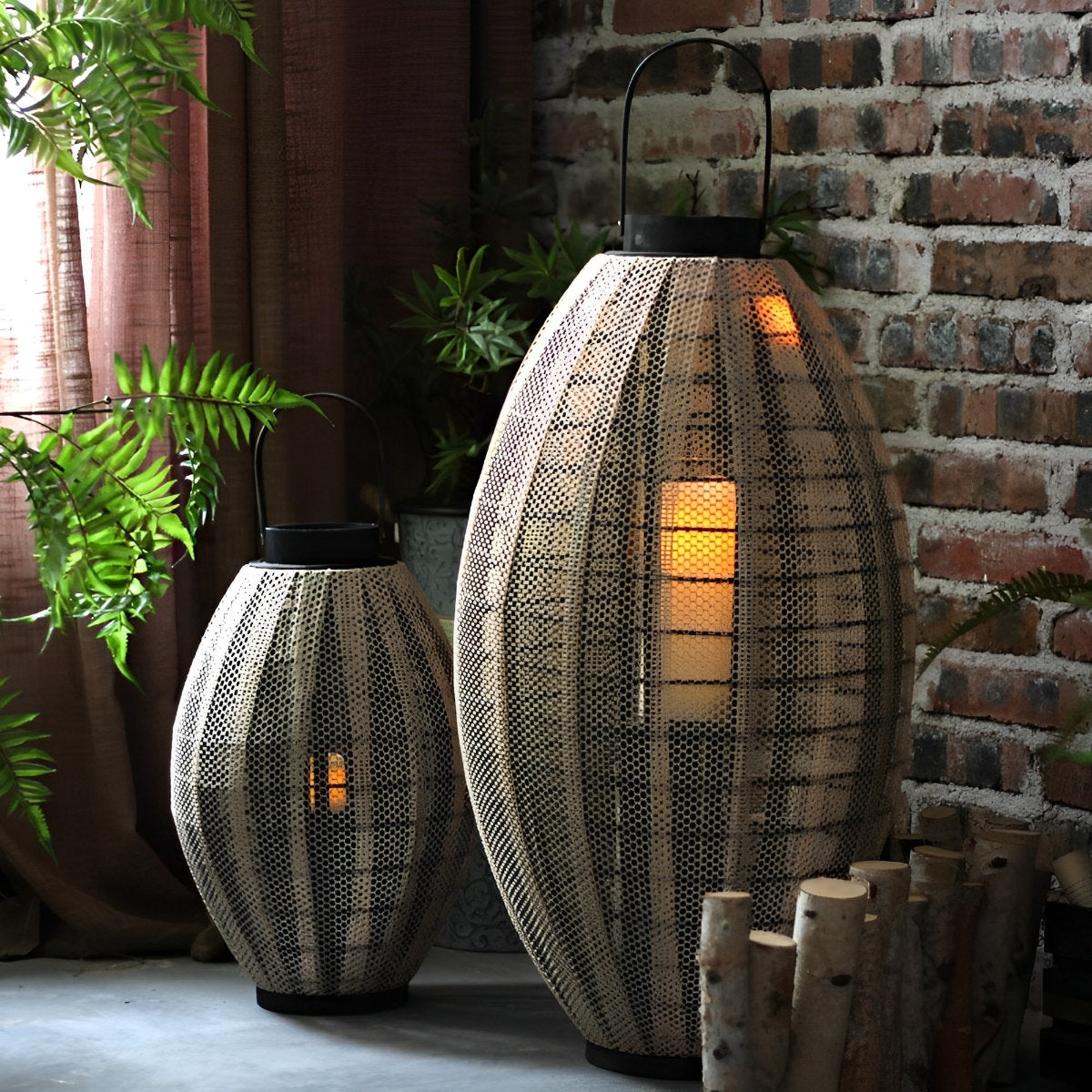 Retro ovale kooi LED kaars vloerlamp lantaarn