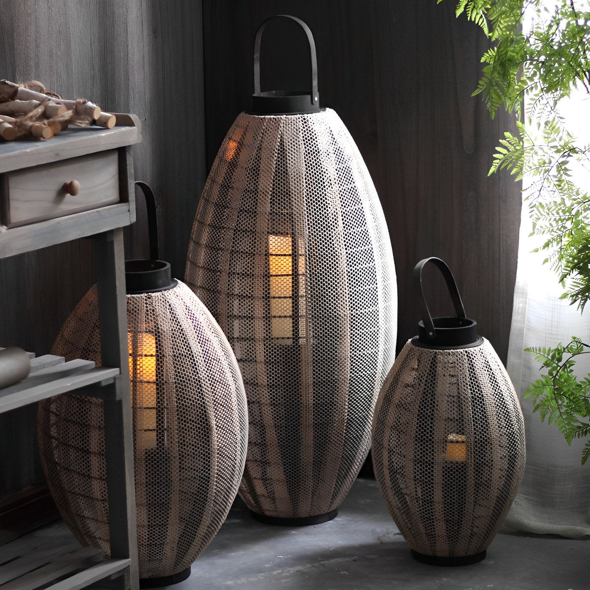 Retro ovale kooi LED kaars vloerlamp lantaarn