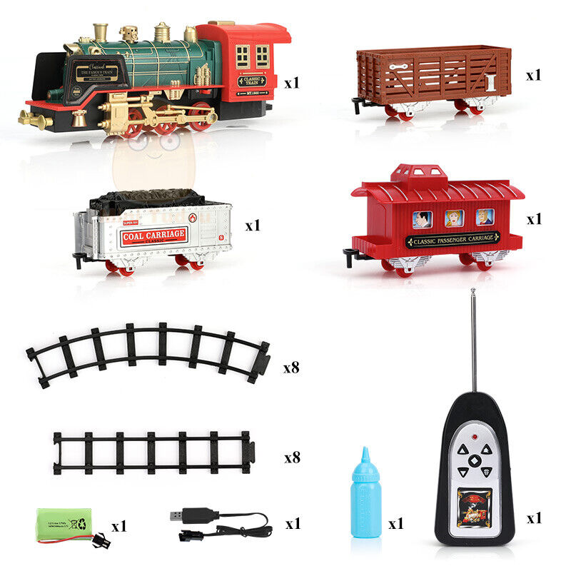 Fernbedienung Vintage Klassisches RC Zugspielzeug Set mit echtem Rauch, Lichtern, Sound