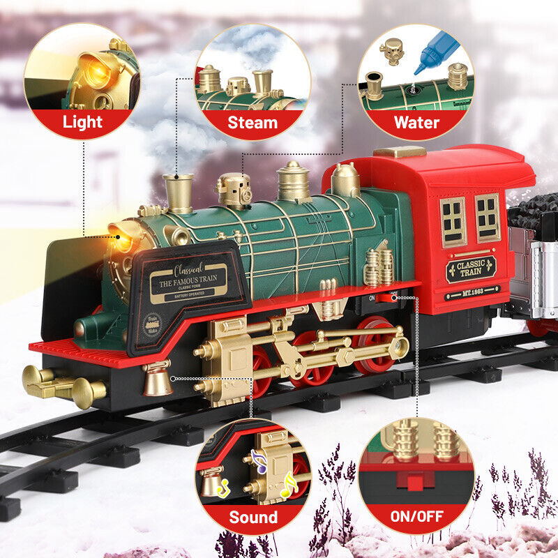 Fernbedienung Vintage Klassisches RC Zugspielzeug Set mit echtem Rauch, Lichtern, Sound