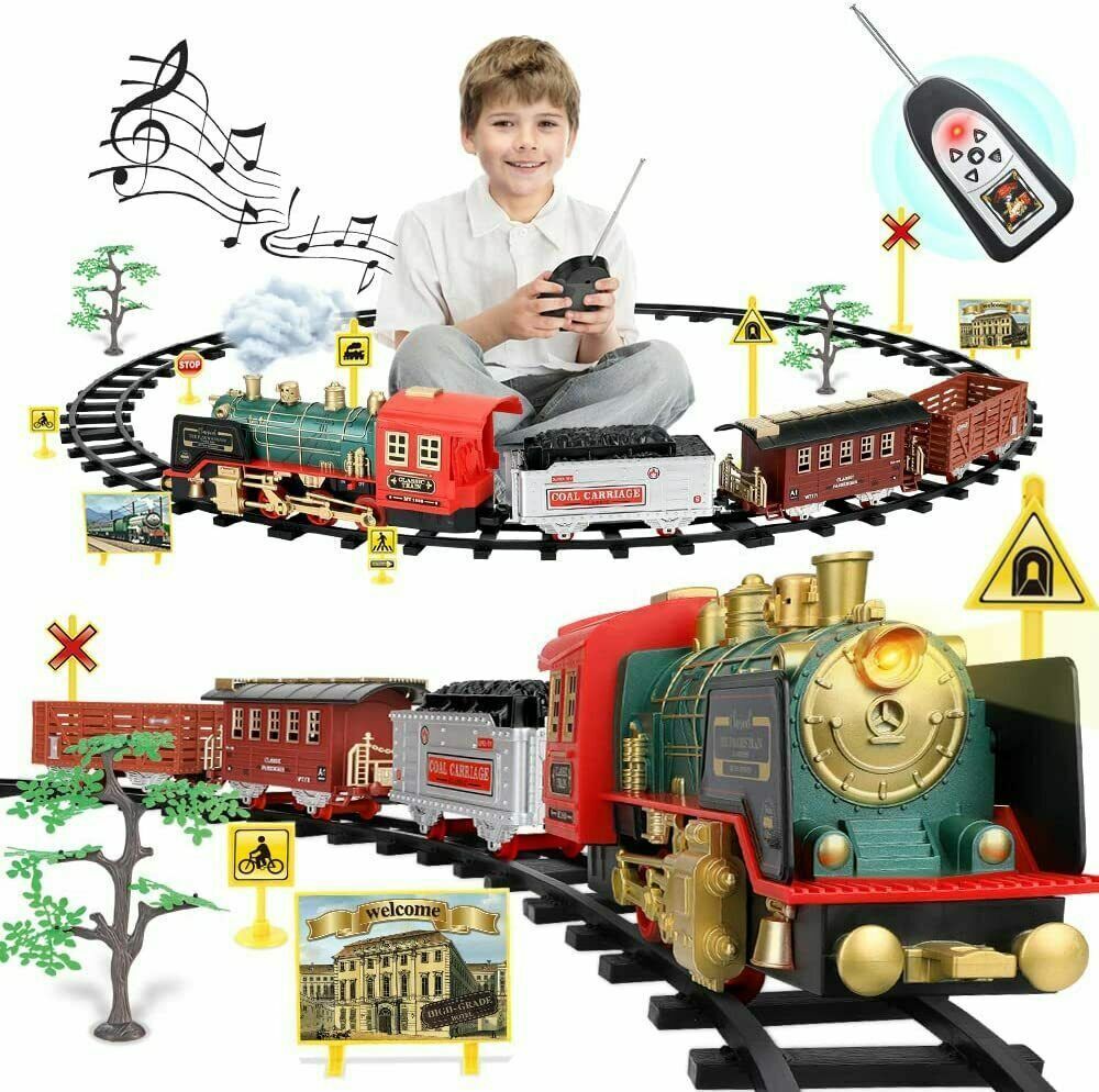 Fernbedienung Vintage Klassisches RC Zugspielzeug Set mit echtem Rauch, Lichtern, Sound