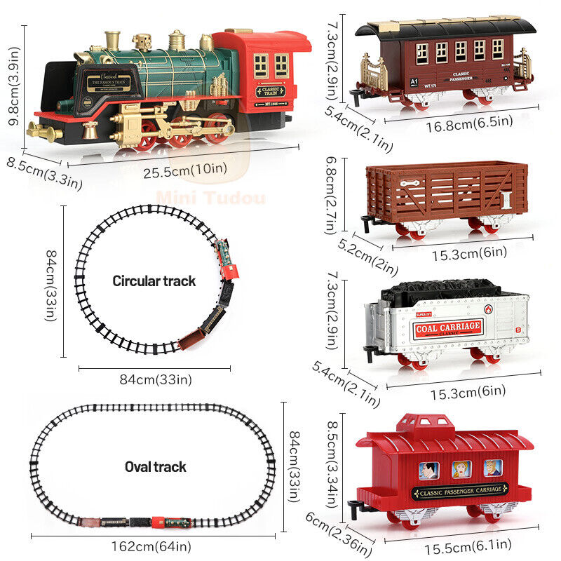 Fernbedienung Vintage Klassisches RC Zugspielzeug Set mit echtem Rauch, Lichtern, Sound