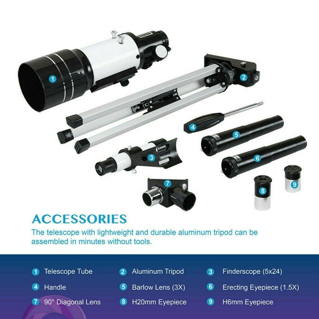 Professionelles astronomisches 150x Vergrößerung Refraktor-Teleskop 300/70mm mit Stativ und Telefonadapter